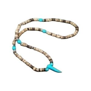 Coconut Shell & Turquoise Beaded Necklace
